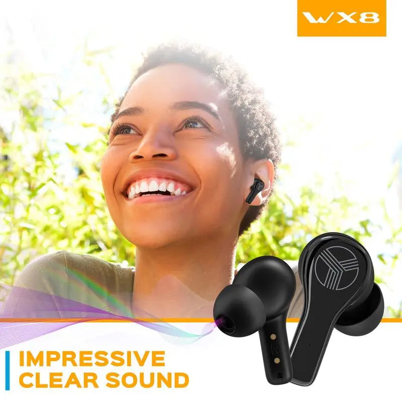 TREBLAB WX8 - Wireless Earbuds with Charging Case - Audio Cable Headphone