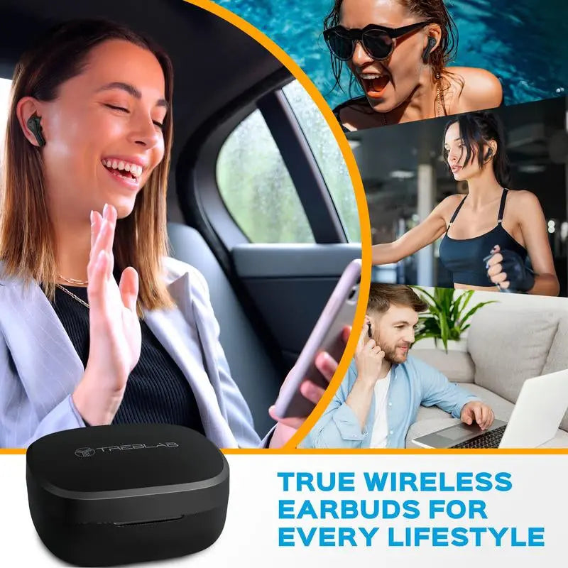 TREBLAB WX8 - Wireless Earbuds with Charging Case - Audio Cable Headphone
