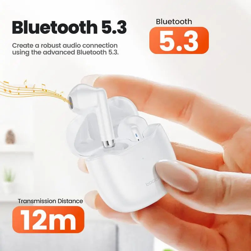 Wireless Earbuds 40H Playtime 8H Continuous Playtime Bluetooth Earbuds Stereo Bluetooth Wireless Headphones with Microphone and Charging Case for Ios Android Sports Black