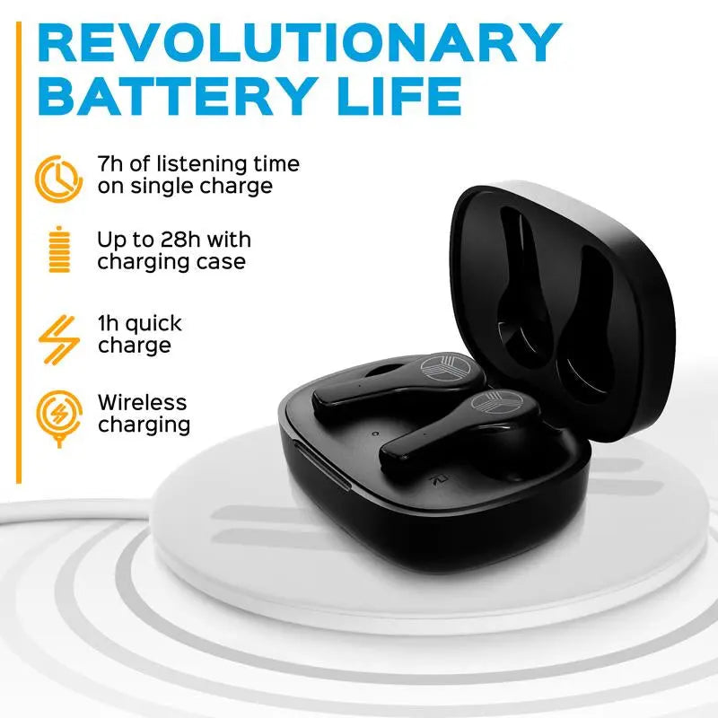 TREBLAB WX8 - Wireless Earbuds with Charging Case - Audio Cable Headphone